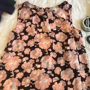 Loft Floral Print Semi-Sheer Sleeveless Blouse